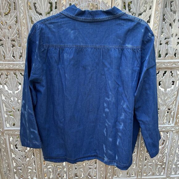 Vintage Y2K Geometric Shapes Art to Wear Boho Long Sleeve Denim Button Up M USA - Picture 5 of 8